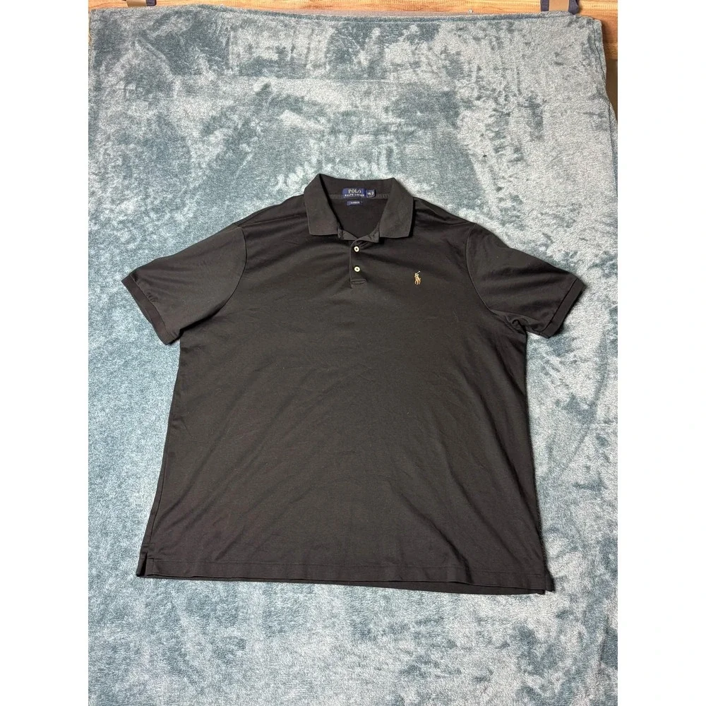 Polo Ralph Lauren Mens XXL Black Short Sleeve Classic Fit Polo Multi-Color Pony